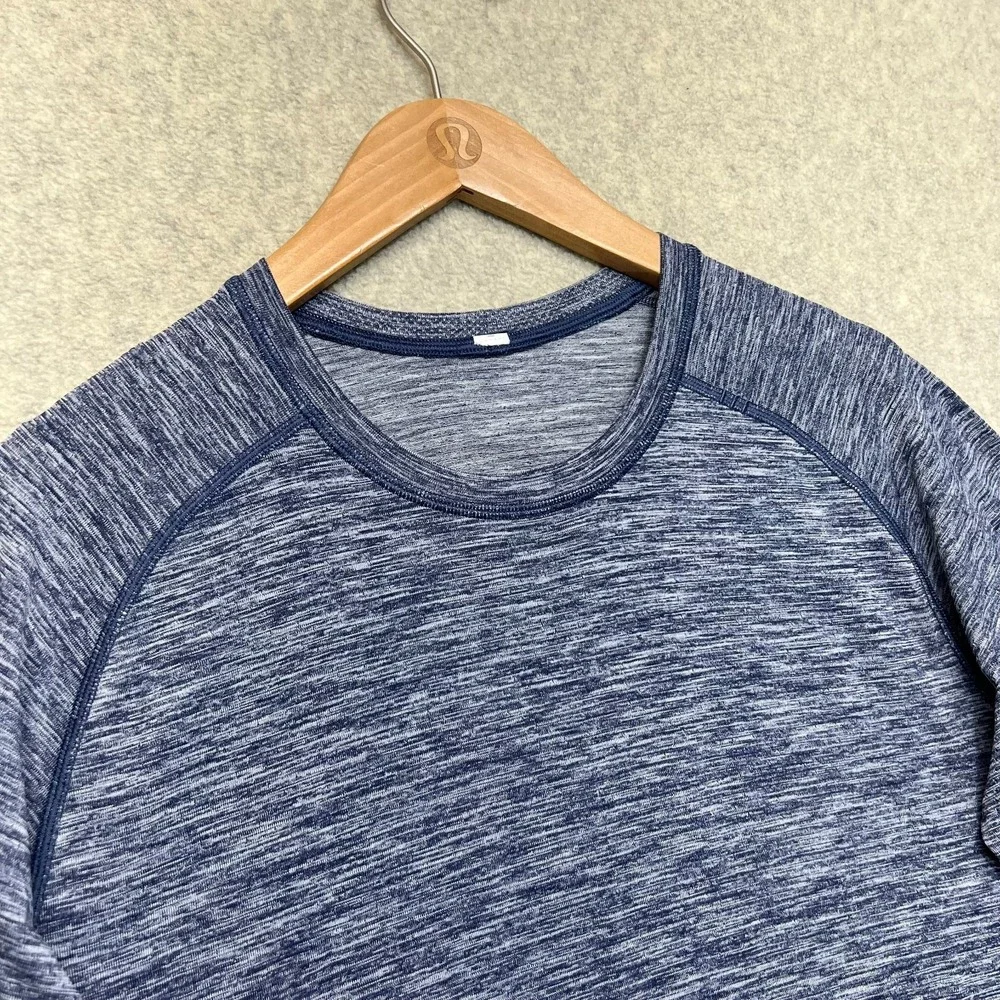 Lululemon Mens Metal‎ Vent Tech T-Shirt Heathered Blue Long Sleeve Performance L
